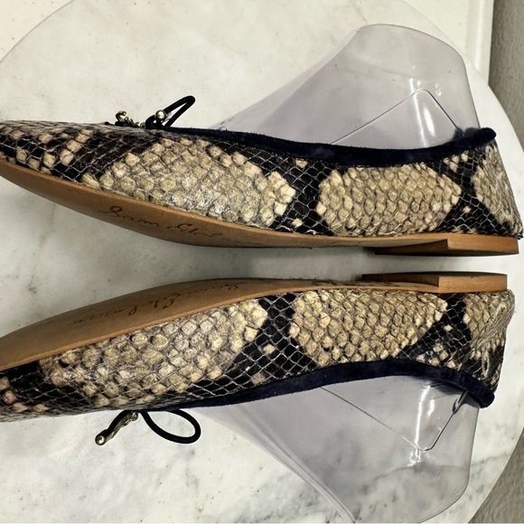 Sam Edelman Flat Shoes Bow Snakeskin Print Size 8 Luxury Ballet - Picture 7 of 7